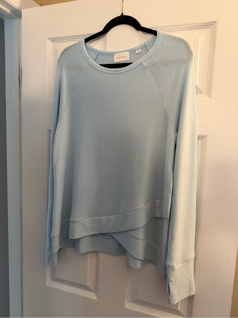 Madewell Light Blue Layered-Hem Crewneck Sweatshirt